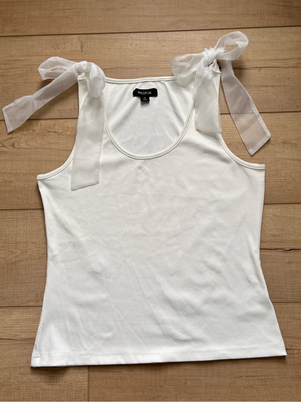 Wildfox Fine Ribbed Tank With Organza Bows